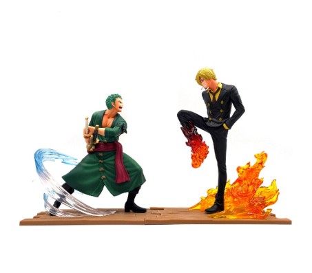 Anime One Piece Roronoa Zoro Vs Sanji Action Figure [18 cm] for Home Decor, Office Desk and Study Table Toy Multicolor