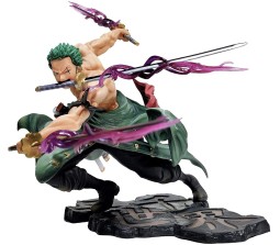 Anime One Piece Roronoa Zoro Battle with Changable Face Action Figure [18 cm] for Home Decor, Office Desk and Study Table Toy Multicolor