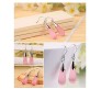 'Pearl Drop' Sterling Silver Drop Simple Crystal Opal Earrings Stylish and Fancy for Women and Girls Pink Silver