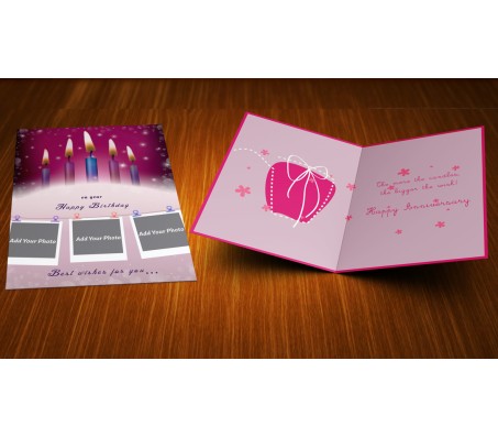 Blow The Candle With Pink Background Birthday Card