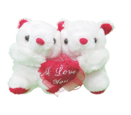 I Love You White Couple Teddy Small Size [6 x 8 cm]