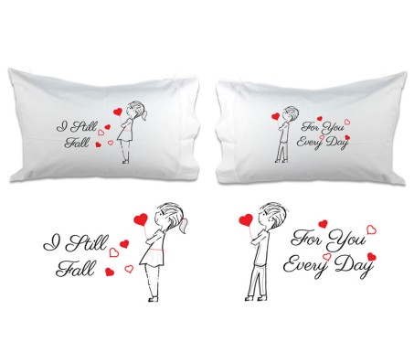 Couple Pillow I Still Fall For You Everyday [18 x 13 Inches - 2 Pillow]