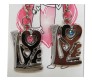 Love Couple Keychain With Pink and Blue Stone