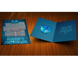 Bright Blue Collage Happy Birthday Card