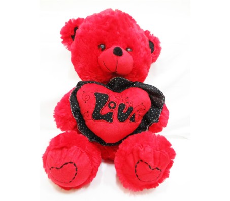 Red Teddy With Love Written Perfect for Valentine [18 inches]