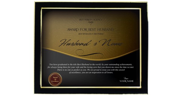 personalized certificate for worlds best husband with frame husband of the year award certificate
