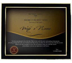 Personalized  Certificate For Worlds Best Wife With Frame