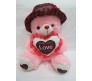 Teddy With Cap & Love Message Pink Color Hiqh Quality [18 inches]