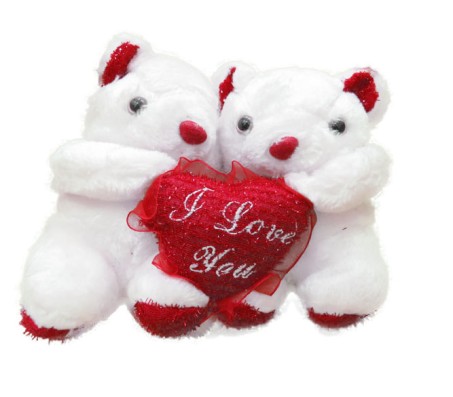 I Love You White Couple Teddy Medium Size [10.5 x 7.5 cm]