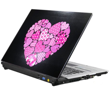 Laptop Skin With Pink Heart Design - Easy Instruction [Adjustable Size]
