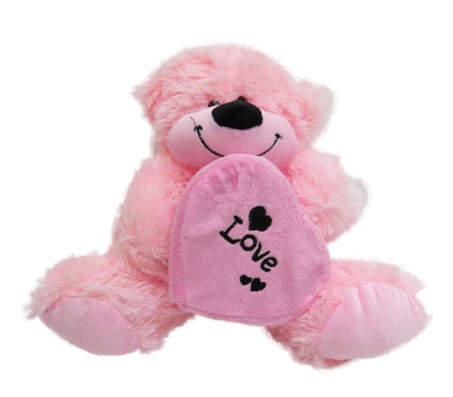Pink Teddy With Love Box Medium Size [10 inches]