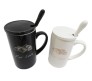 Chocloate Lover Black & White Couple Mug With Stainless Steel Spoon