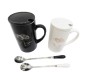 Chocloate Lover Black & White Couple Mug With Stainless Steel Spoon