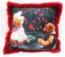 Square Red Pillow Love You Pillow With Teddy [15 x 15 inches]