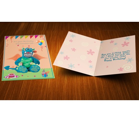 Cute Dragon Kid Personalized Birthday Card
