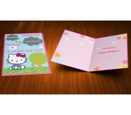 Cute Kitty Birthday Card For Kids