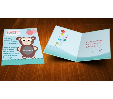 Personalized Sweet & Cute Monkey Birthday Card