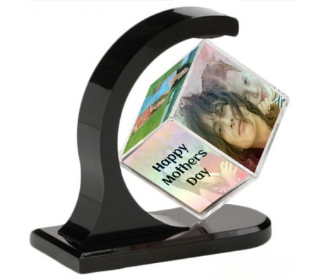 Mothers Day Floating Cube Rotating Photo Frame With 6 Photos Magnetic