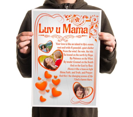 Personalized Luv U Mama Collage Poster