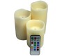 12 Color Changing Set of 3 LED Wax Candles With Remote 