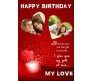 Romantic Heart in Red Design Birthday Card