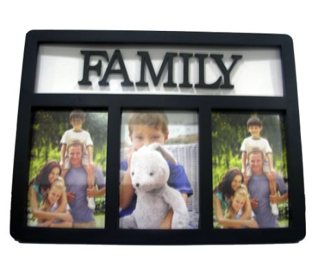 Family Collage Photo Frame 3 Photos [Black]