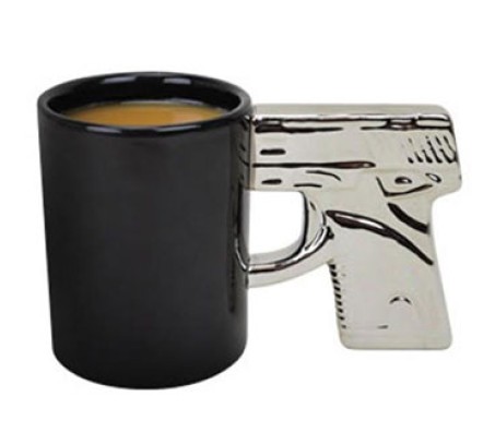 Black Silver Handle Gun Mug