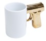 White Gold Handle Gun Mug
