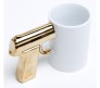 White Gold Handle Gun Mug