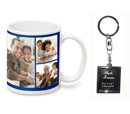 Personalized White Coffee Mug With Metal Keychain