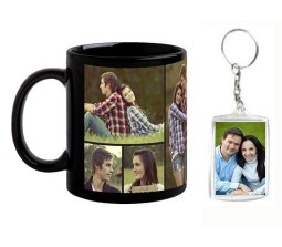 Personalized Black Coffee Mug With Free 2 Side Acrylic Keychain