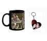 Customized Black Coffee Mug With Heart Shape Wooden Keychain