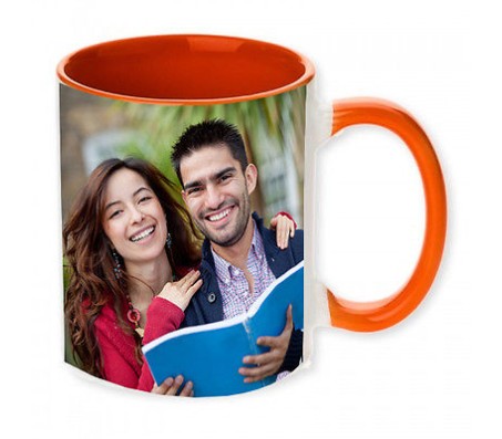 Personalized Orange Handle Orange Inside Mug