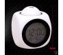 Talking Digital Alarm Clock With LED Projector Square Shape White