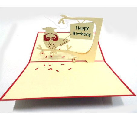Owl Happy Birthday Card Laser Cut Specially Imported from UK