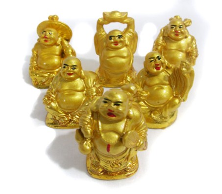 Set of 6 Laughing Buddha Small Feng Shui