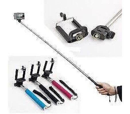 Extendable Self Portraits Selfie Stick Handheld Monopod with Bluetooth Shutter