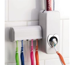 Automatic Toothpaste Dispenser & 5 Toothbrush Holder