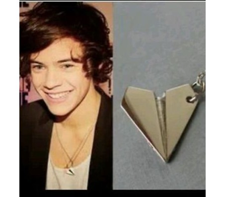 1D One Direction Silver Plated Harry's Paper Airplane Necklace