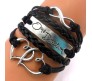 1D / One Direction TWIN HEARTS + INFINITY + ONE DIRECTION LEATHER BRACELET