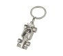 Silver Metallic Formula One Car Shape Keychain