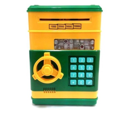 Money Bank For Coins and Notes ATM Piggy Bank Yellow Green