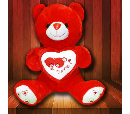Red Teddy Bear with Heart (Size 9 Inches)