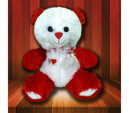 White & Red Teddy Bear (Size 9 Inches)