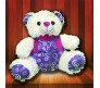 Purple and White Teddy Bear (Size 1 Feet 3 Inches)