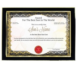 Personalized Award Certificate For Worlds Best Son With Frame