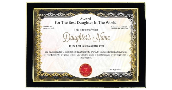 personalized-award-certificate-for-worlds-best-daughter-with-frame