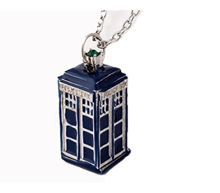 Doctor Who Tardis Necklace Police Box Retro Style Blue Color Necklace