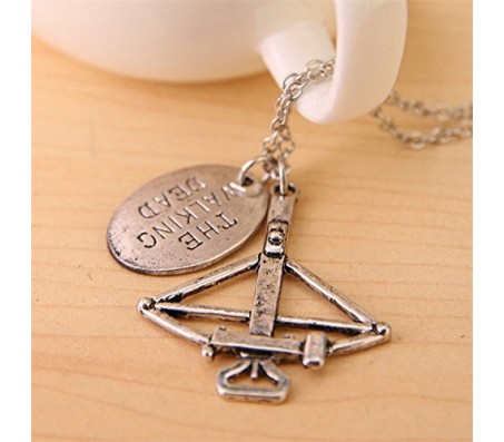 The Walking dead Crossbow FEAR THE LIVING Silver Necklace