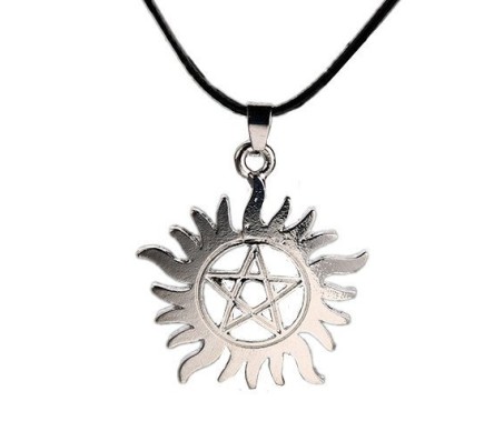 Supernatural Dean Pentagram Sun Star Silver Color Pedant Movie Necklace For Men And women